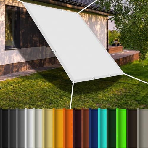 Sonnensegel Wasserdicht 1.2 x 2.4 m UV Schutz Sun Sonnensegel Wasserabweisend Imprägniert für Garten Terrasse Balkon Sonnenschutz Glasdach, Weiß