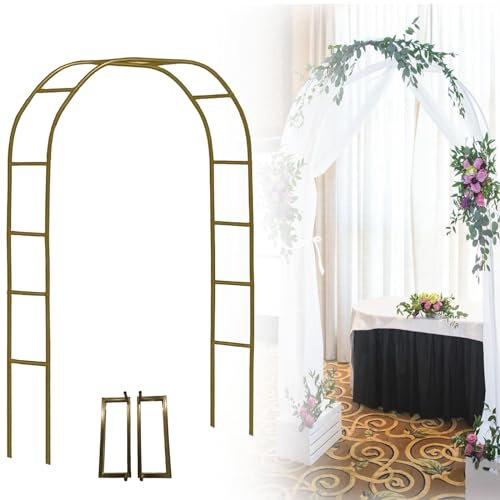 Metall-Rosenbogen, Gartenbogen, Blumenbogen Rahmen, Pergola Spalier Für Drinnen Und Draußen, Für Hochzeit, Party, Garten, Terrasse, Spalier, Kletterpflanze, Garten, Verschiedene Brautparty(Color:Gold,