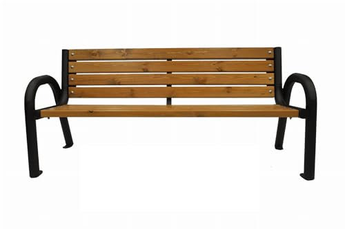 Generisch Gartenbank Parkbank Gestell Stahl Massivholz Park100cm LANG STABIL (Helle Eiche)