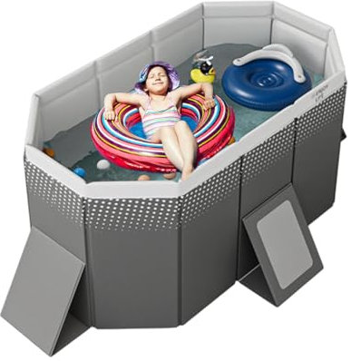 Piscine Portable – Piscine Extérieure Carrée Pliable, Petite Piscine pour Enfantts avec Double Drainage, Piscine Extérieure, Baignoire Non Gonflable pour Enfantts pour La Maison Et Le Jardin