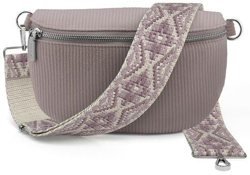 Artvall - Umhängetasche Cord Tasche Handtasche weiche Cordtasche Bauchtasche Klein mit Schultergurt Design Taschenband abnehmbar verstellbares Riemen Crossbody Bag Hüfttasche Damen mit Reißverschluss