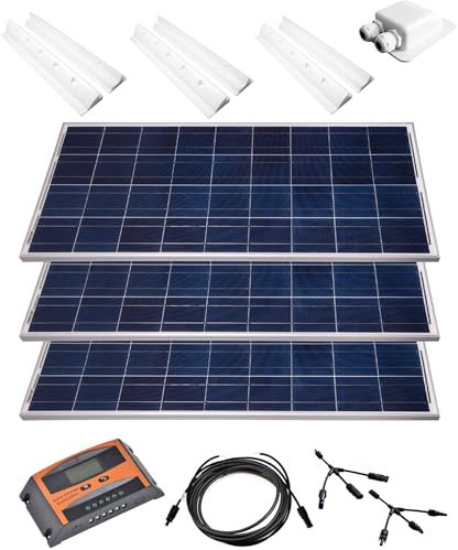 Solarset 12V Solaranlage Solarkit PV Inselanlage Wohnmobil Solarmodul Laderegler Wattzahl:300W mit Halterung