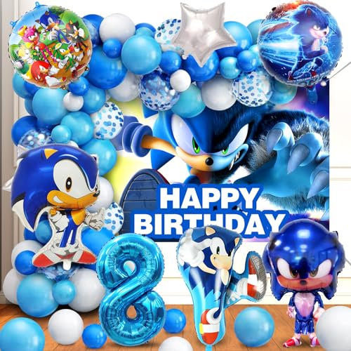 Soni Deko Geburtstag 8 Jahre, 79 Stück Soni Geburtstagsdeko, Soni Ballon, Soni Luftballon Geburtstag, Hintergrund, Folien Ballon, Latex Luftballons, für Kindergeburtstag Dekoration