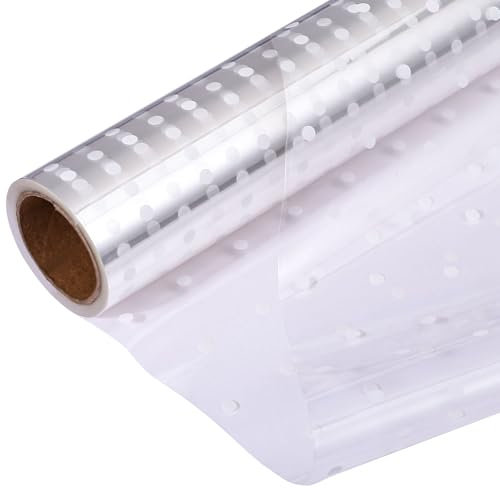 LIHAO Papier Transparent Emballage, Cellophane Emballage Cadeau pour Anniversaire Noël Pâques Fête, pour Fleuriste Artisanat, 30M×40CM