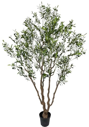 AfanD Albero di ulivo artificiale alto, albero di ulivo finto per interni, moderno, decorazione per casa, ufficio, soggiorno, pavimento interno (1, 2,4 m 2,5 cm)