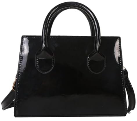 Brymthy Handtasche aus Lackleder, glänzend, Clutch, Mini-Umhängetasche, Abendtasche für Damen, Schwarz, Small