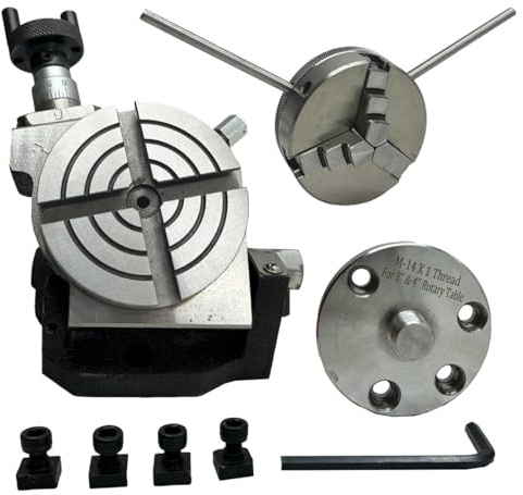MachEl 7,6 cm neigbarer Drehtisch mit 65 mm selbstzentrierendem 3-Backenfutter, Rückplatte und T-Muttern