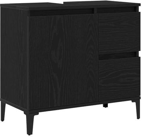 vidaXL Meuble sous Évier Bois Noir 65x33x60 cm Bois d'ingénierie