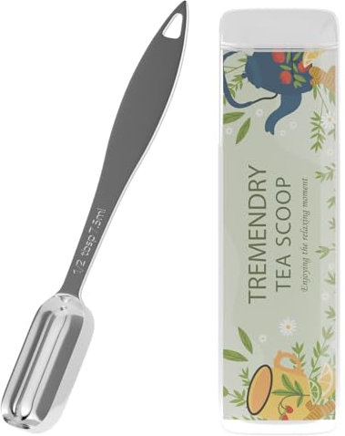 TREMENDRY Tea Scoop for Measure Loose Leaf, 1.5tsp(7.5ml) Stainless Steel Tea Spoon for Tea Enthusiasts