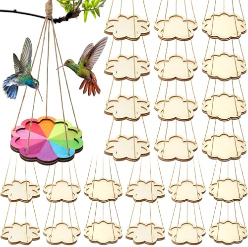 DoubleFill 24 Pcs Bird Feeder Craft Kits for Kids Ages 3-8 Make Your Own Bird Feeders DIY to Paint Craft for Spring Garden Outdoor Decoration Summer Activities Project