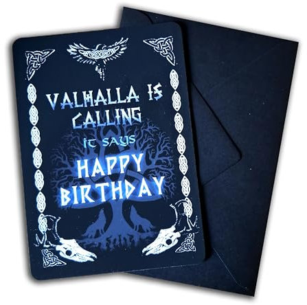 TinyTami Viking Geburtstagskarte Valhalla is calling Postkarte für Wikinger mit Kuvert
