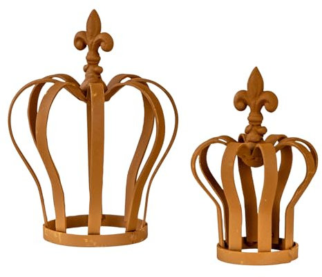 levandeo 2er Set Krone Metall Rostdeko Rost Gartendeko Deko-Krone Antik Vintage Metallkrone Garten Dekoration