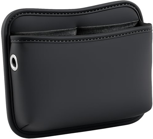 RTDHO Car Seat Side Pocket Organizer,PU Leather Car Pocket Pouch | Universal Front Seat Console Storage Bag Cell Phone Holder for Phone Keys Cards Coins Interior Accessories Black