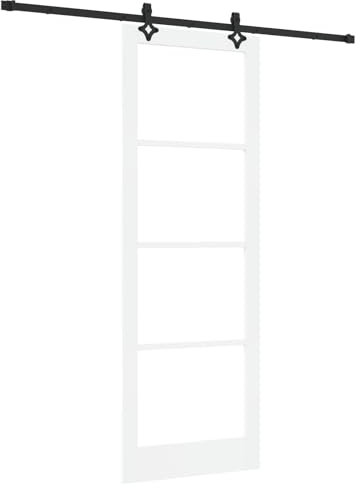 Porte coulissante vidaXL avec ensemble matériel Blanc 83x232 cm Bois massif Pin