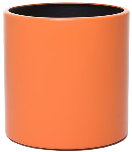VIVANNO Blumentopf Rund New Rondo 25x25 cm - Aluminium Pflanzkübel Matt | Frostsicherer Übertopf für außen & draußen, wetterbeständig & winterhart, edler Metall Blumenkübel, Orange