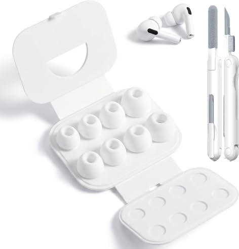 4 Paar Silikon Ohrstöpsel Aufsätze für AirPods Pro/Pro 2 mit Reinigungsset Und Loch zur Lärmreduzierung, rutschfeste Weiche Silikon Ersatzstöpsel (Diverse Größen, XS/S/M/L)