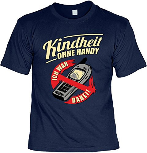 Lustige Sprüche Fun Tshirts - Kindheit ohne Handy Ich war dabei - incl. Mini-Shirt ohne Flasche