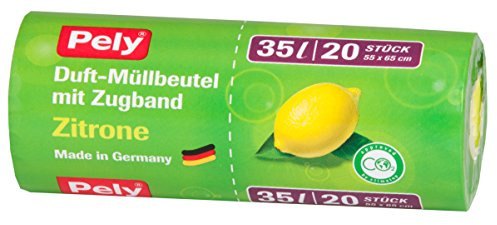 pely 8624 Duft-Müllbeutel mit Zugband Zitrone, 35 Liter, 20-Stück