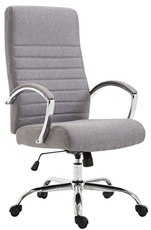 CLP Bürostuhl ergonomisch Valais Stoffbezug, moderner Drehstuhl mit höhenverstellbarem Sitz, Stoffbezug, bis 136 kg belastbar Farbe grau