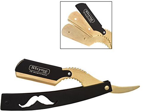 Friseur Friseursalon Gerader Schnitt Rasiermesser Rasieren Stahl Schwarz & Gold Rasierer