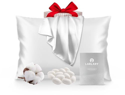 Larlary Seidenkissenbezug - 90% Seide, 10% Baumwolle, Für Kissenbezug, Kissenhülle, Weich und Hypoallergen (1, Weiß, 50x75cm)