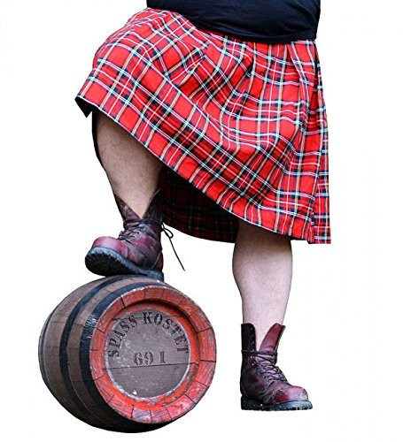 Spaß Kostet Männer und Herren Schottenrock Kilt rot schwarz Größe M - 4XL