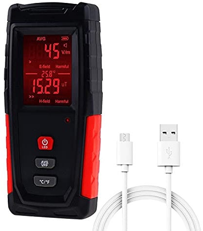 EMF-Messgerät, Handheld LCD digitaler Strahlungsdetektor für elektromagnetische Felder, EMF Meter Magnetfeld wiederaufladbarer für Zuhause, Büro, Outdoor EMF-Inspektionen