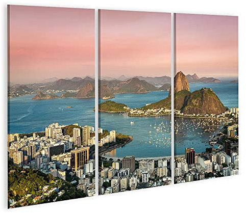islandburner Bild auf Leinwand Sonnenuntergang Über Rio De Janeiro Botafogo Bay Brasilien Bilder Wandbilder Poster