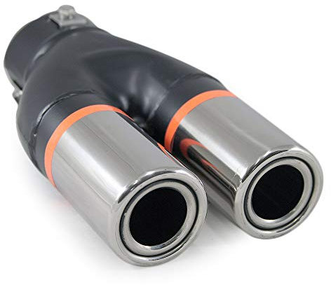 Universell Auspuffblende Doppelrohr Endrohr Edelstahl Auto Endrohrblenden Auspuffendrohr Tuning Schalldampf Blende Sport Rund Chrom 58 mm