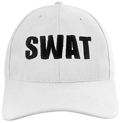 MFAZ Morefaz Ltd Baseball Mütze SWAT Herren Damen Cap Caps Snapback with Adjustable Strap (Cap White Swat Black)