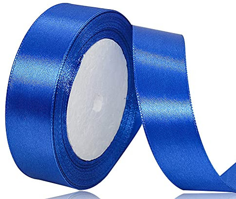 Royal Blue Satin Ribbon 25mm, 23 Meters Solid Colors Fabric Ribbon for Crafting, Gift Wrapping, Balloons, DIY Sewing Project, Hair Bows and Cake Decoration