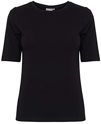 b.young BYPAMILA Tshirt Tshirt - Damen T-Shirt Kurzarm Shirt Basic mit Rundhalsausschnitt, Größe:XL, Farbe:Black (80001)