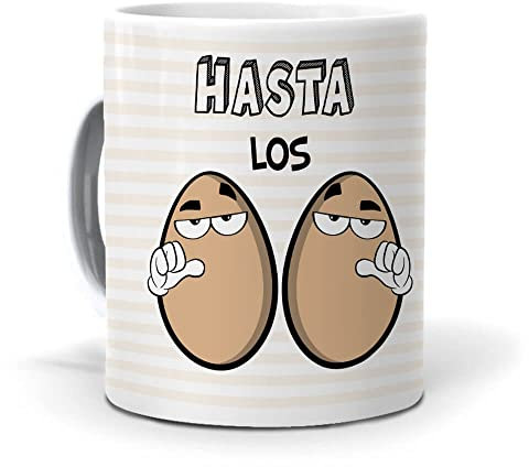 mundohuevo Taza Original | hasta los Huevos | Taza con Frase Humor y Sarcasmo | Ideas de Regalos Originales y Divertidos | Taza de Té o Café | Ahórrate Envolverlo | Calidad AAA 350 ml
