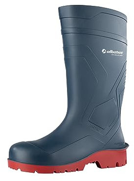 ALBATROS Arbeitsgummistiefel Protector Plus S5 – Hochwertige Arbeitsschuhe für Herren – Wasserdichte Gummistiefel mit Stahlkappe & Durchtrittschutz Blau Größe 43