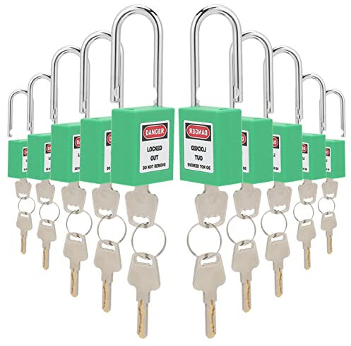 2 Schlüssel/Schloss, Lockout-Tagout-Schlösser, 10 Sätze 38 mm Isolationsdesign, Schlüsselvorhängeschlösser, Sicherheitsschlösser für Fabriken für Lock-Out-Tag-Out-Stationen und -Geräte