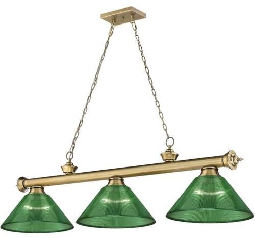 Z-Lite 2306-3RB-ARG Cordon Billiard Pendant, 3-Light 180 Total Watts, Rubbed Brass