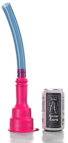 Biersturz Dosentrichter | 2 in 1 Bierbong Biertrichter Bierrutsche mit Bierstecher | Festival Gadget für Partys & Outdoor Veranstaltungen | Pink