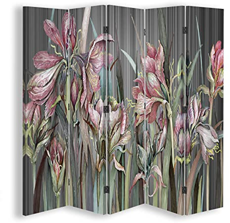 Legendarte - Paravent - Trennwand für den Innenbereich Amaryllis Rosa 180 x 170 cm (5 Paneele)