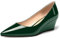 MOVINSTEPS Damen Pumps mit spitzem Zehenbereich, zum Reinschlüpfen, Keilabsatz, 5,1 cm, Dunkelgrünes Lack., 42 EU