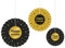 PD-Party - Happy Birthday Papierfächer für Geburtstag - Deko Geburtstag - Happy Birthday Dekoration - Schwarz Gold Deko - Party Deko - Geburtstag Junge & Mädchen - Fächer Geburtstag - 3 Stück