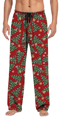 Generisch Flannel Checked Lounge Pants with Pockets Men's Long Trousers Soft Sleep Pants Plaid Loungewear Men's Lightweight Jogging Bottoms Casual Trousers with Side Pockets for Men