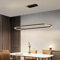 Bellastein Moderne Esstisch Pendelleuchte LED Dimmbar Hängelampe Oval Höhenverstellbarer Kronleuchter mit Fernbedienung für Esszimmer Küchenlampe Blendfrei (Schwarz, L120cm)
