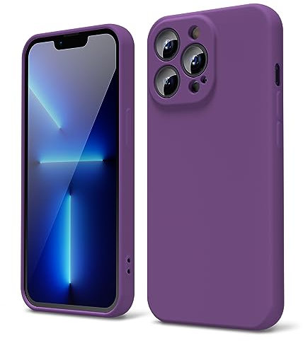oakxco Designed for iPhone 13 Pro Phone Case Liquid Silicone Grip, Cute Thin Slim Soft Rubber TPU Plain Smooth Gel Cover for Women Girl Aesthetic, Matte Solid Protective & Shockproof, Violet Purple