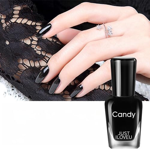 TBeautfave Black Nail Polish, Peel off Nail Polish Quick Dry & Long Lasting Nail Polish Natural Nail Polish No Need Cure Black Gel Nail Varnish for DIY Nail Art