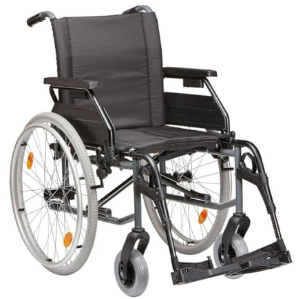 FabaCare Rollstuhl TOMTAR MR-S, Transportrollstuhl, Pflegerollstuhl, Faltrollstuhl, Transport-Rollstuhl, Transportrollstuhl, Standardrollstuhl faltbar, höhenverstellbar Klapprollstuhl Sitzbreite 45 cm