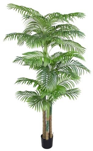 7.5ft Triple Golden Cane Palm Artificial Tree Indoor/Outdoor UV Resistant