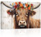 ZXHYWYM Hochlandkuh Paar Leinwandbilder süßes Rind mit Sonnenblume Poster Drucke Western Tiere Bilder für Landhaus Küche Badezimmer Dekor (Bild-3, (50.00 x 75.00 cms))