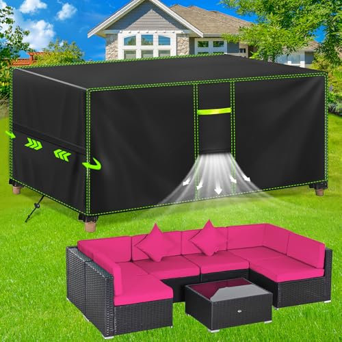 FORTRY Abdeckung Gartenmöbel Wasserdicht, Winterfest Schutzhülle Gartenmöbel, 420D Oxford Plane für Gartentisch Möbelsets Terrassenmöbel, Rechteckig Tischabdeckung Gartenmöbel 230x165x70cm