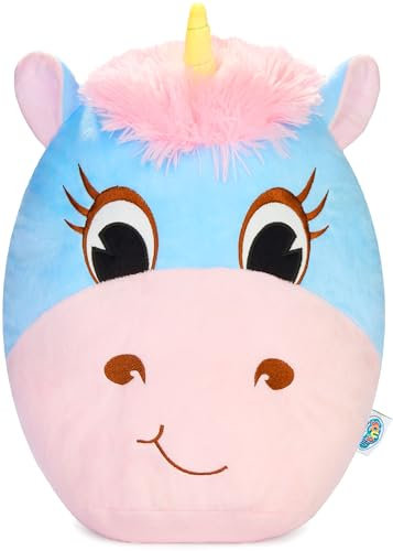 SQUISHBRUBIES Enya das Einhorn - 35 cm Kuscheltier - Superweiches Plüsch Stofftier - Plüschtier zum Kuscheln, Verschenken und Sammeln - Blau und Rosa