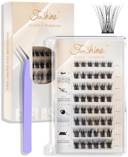 Fenshine Self Adhesive Lash Clusters, No Glue Lash Extensions Reusable 9-14 mm Self Adhesive DIY Eyelash Extensions (9-14mm, DM11)